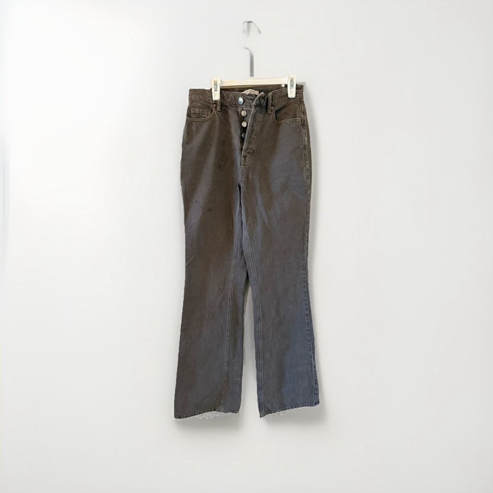 Pac Sun High rise Bootcut Size 25 Womens Tan Pants Denim Button Front